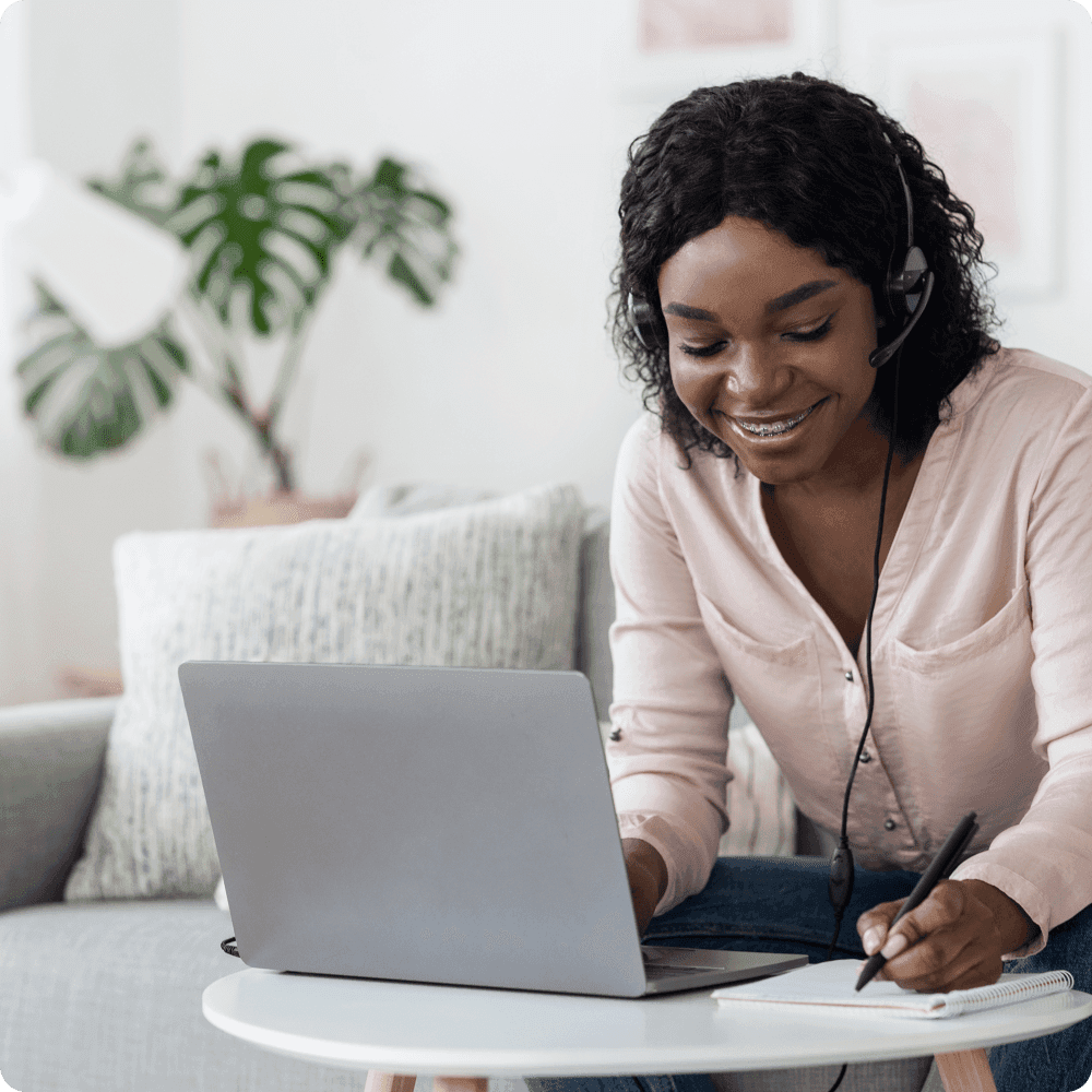Employee learning on a laptop